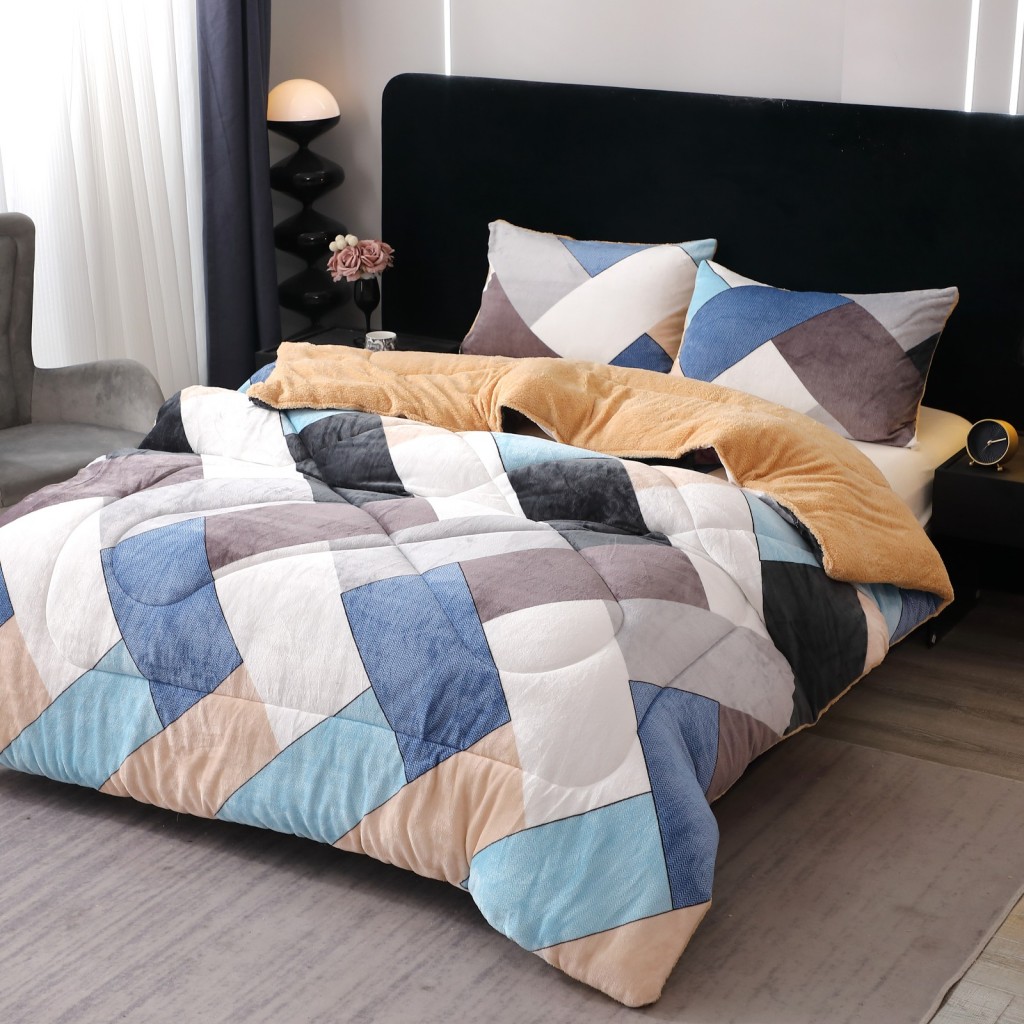 Pilotă Matlasată Cocolino, cu blăniță, set 3 piese, 200x230cm, cu imprimeu, PIL108