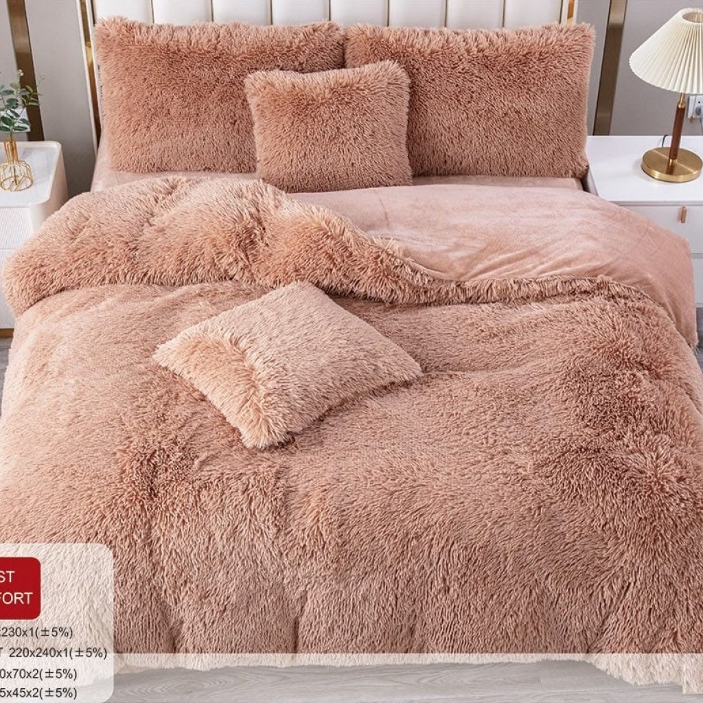 Lenjerie de pat Cocolino Super Pufoasă, 2 persoane, 6 piese, culoare maro , PF105