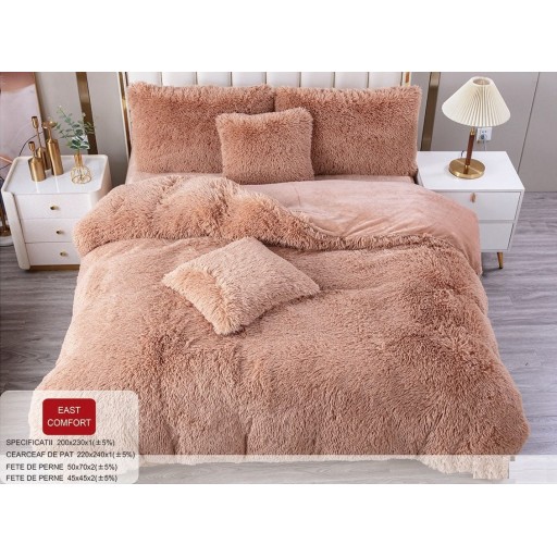 Lenjerie de pat Cocolino Super Pufoasă, 2 persoane, 6 piese, culoare maro , PF105